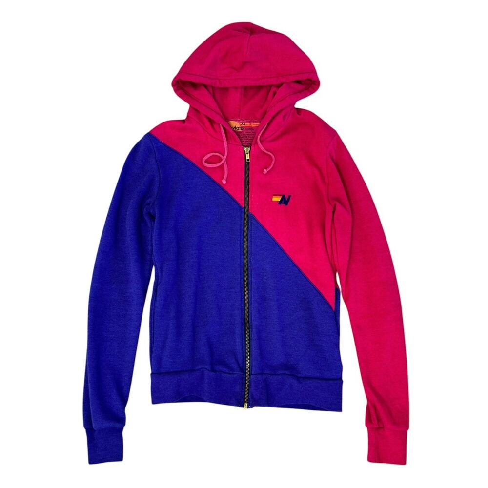 AVIATOR NATION Glider Colorblock Set Hot Pink Purple Joggers Zip Hoodie XS RARE - Picture 8 of 11
